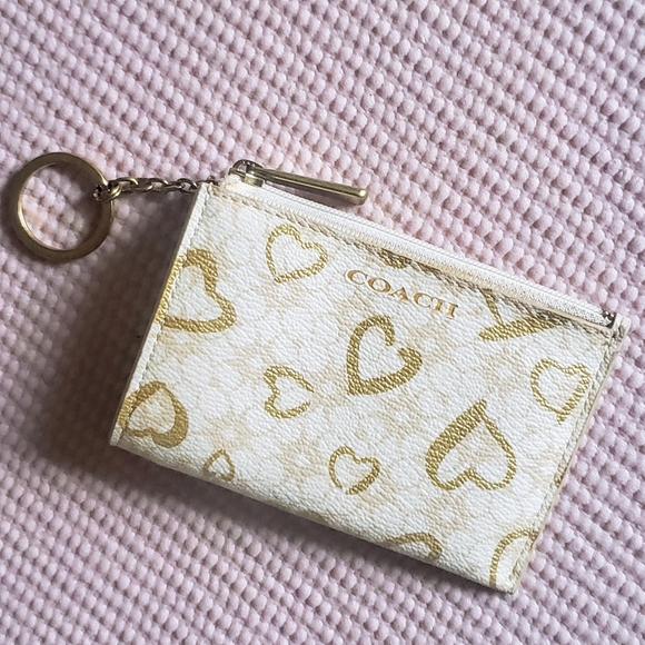 Coach Handbags - Coach Mini Skinny ID Case in Signature Canvas with Heart Print